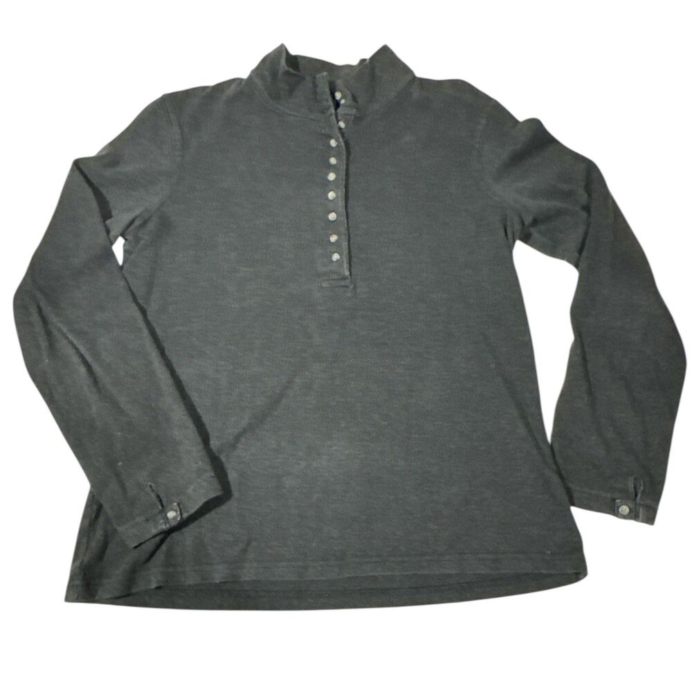NATURAL RELECTIONS Women’s Sz M Dark Gray Button Up Henley Top